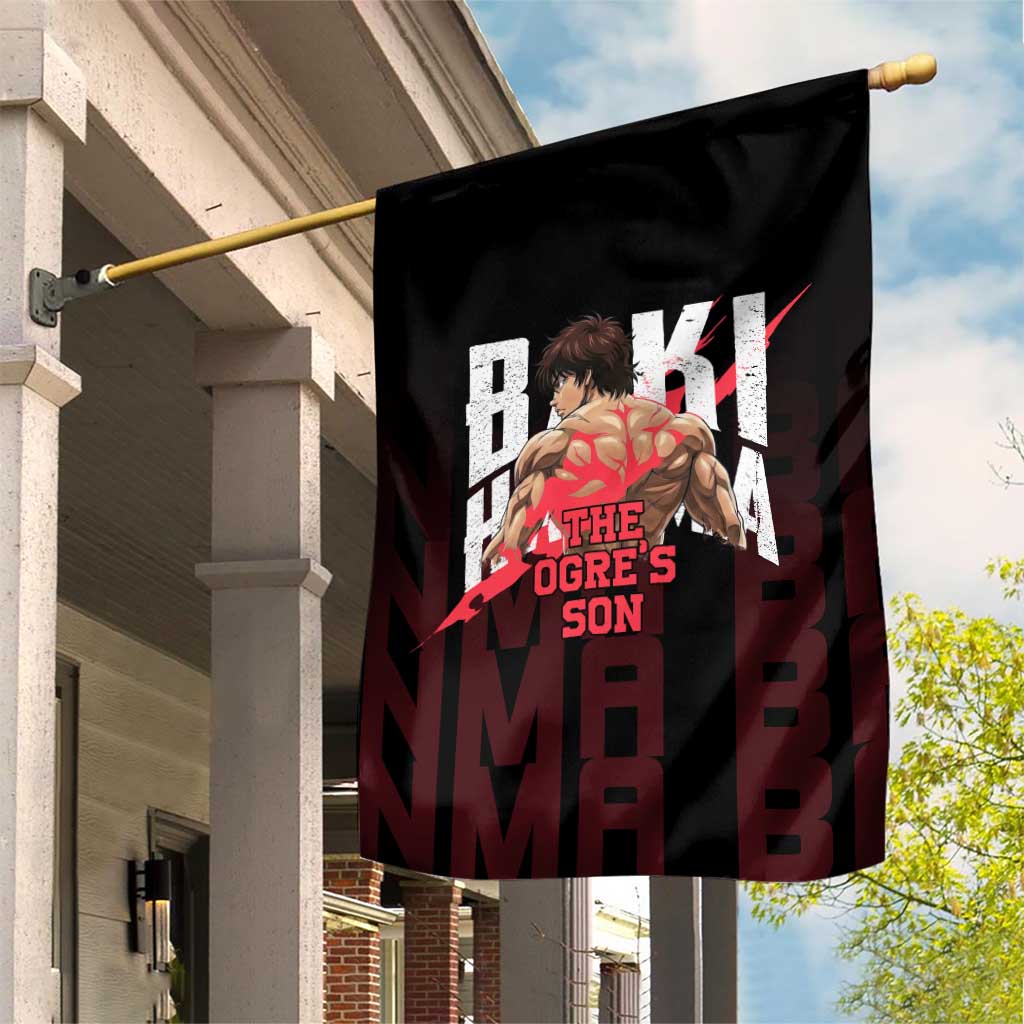 Baki Hanma The Ogre's Son Gym Theme Garden Flag with Intense Anime Artwork and Muscular Back Design - The Mazicc
