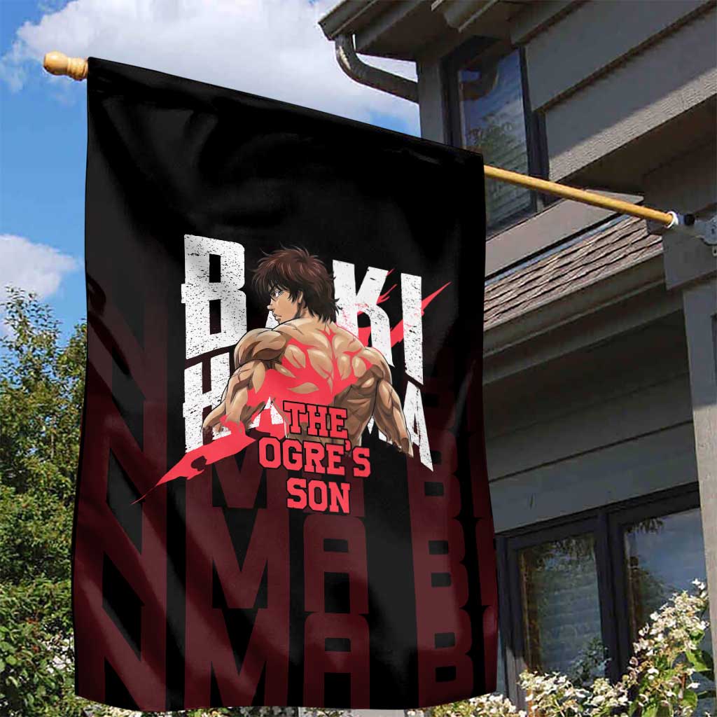 Baki Hanma The Ogre's Son Gym Theme Garden Flag with Intense Anime Artwork and Muscular Back Design - The Mazicc
