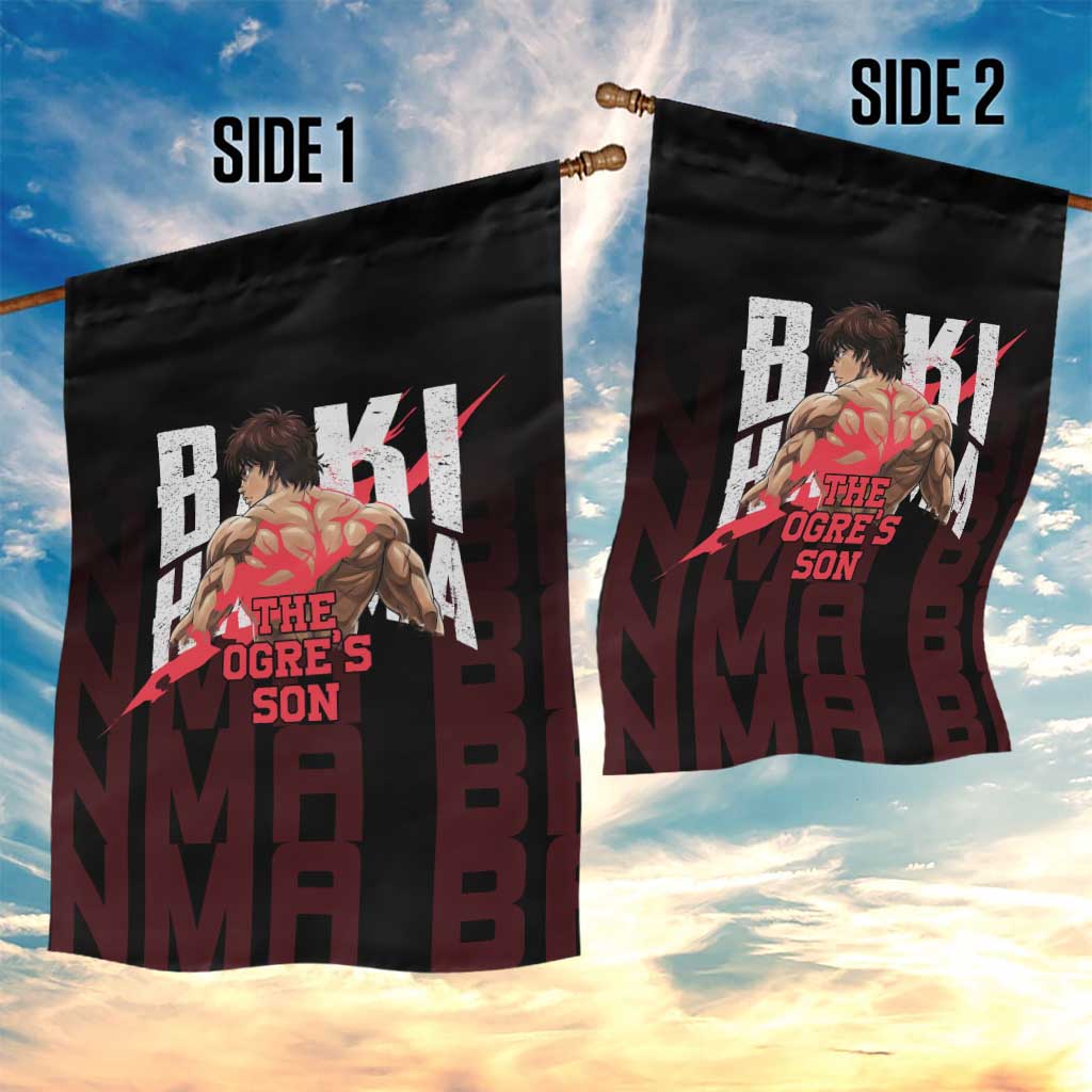Baki Hanma The Ogre's Son Gym Theme Garden Flag with Intense Anime Artwork and Muscular Back Design - The Mazicc