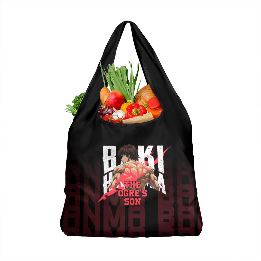 Baki Hanma The Ogre's Son Gym Theme Grocery Bag with Intense Anime Artwork and Muscular Back Design - The Mazicc