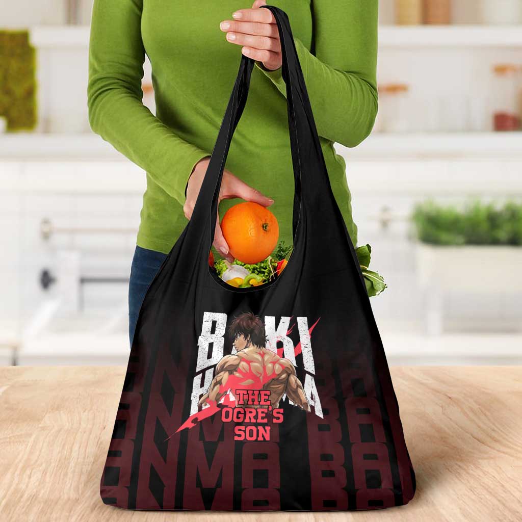 Baki Hanma The Ogre's Son Gym Theme Grocery Bag with Intense Anime Artwork and Muscular Back Design - The Mazicc
