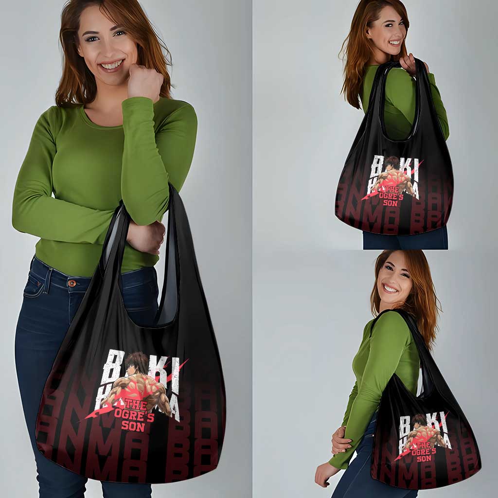 Baki Hanma The Ogre's Son Gym Theme Grocery Bag with Intense Anime Artwork and Muscular Back Design - The Mazicc