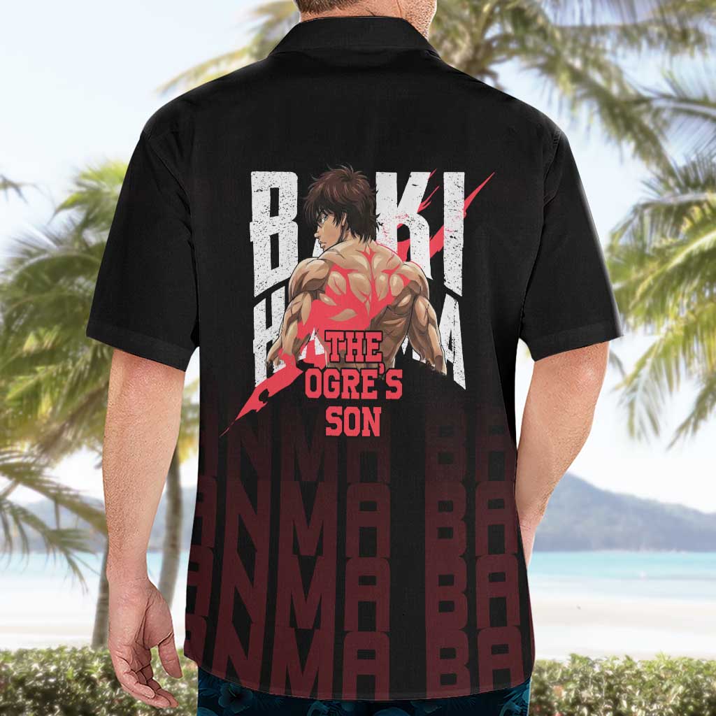 Baki Hanma The Ogre's Son Gym Theme Hawaiian Shirt with Intense Anime Artwork and Muscular Back Design - The Mazicc