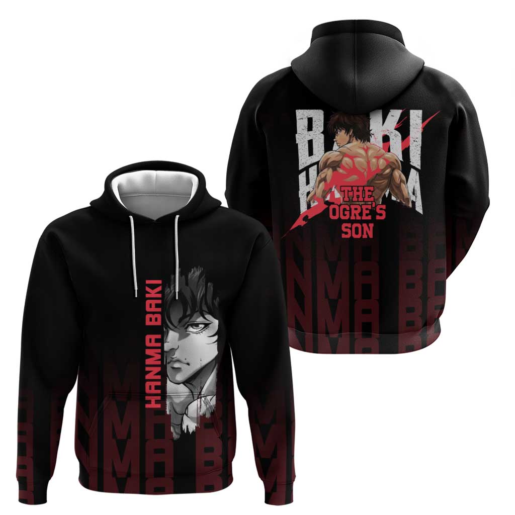 Baki Hanma The Ogre's Son Gym Theme Hoodie with Intense Anime Artwork and Muscular Back Design - The Mazicc