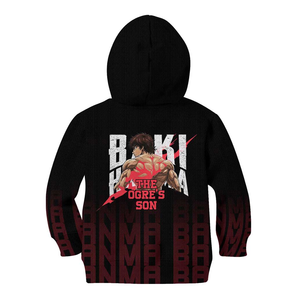 Baki Hanma The Ogre's Son Gym Theme Kid Hoodie with Intense Anime Artwork and Muscular Back Design - The Mazicc