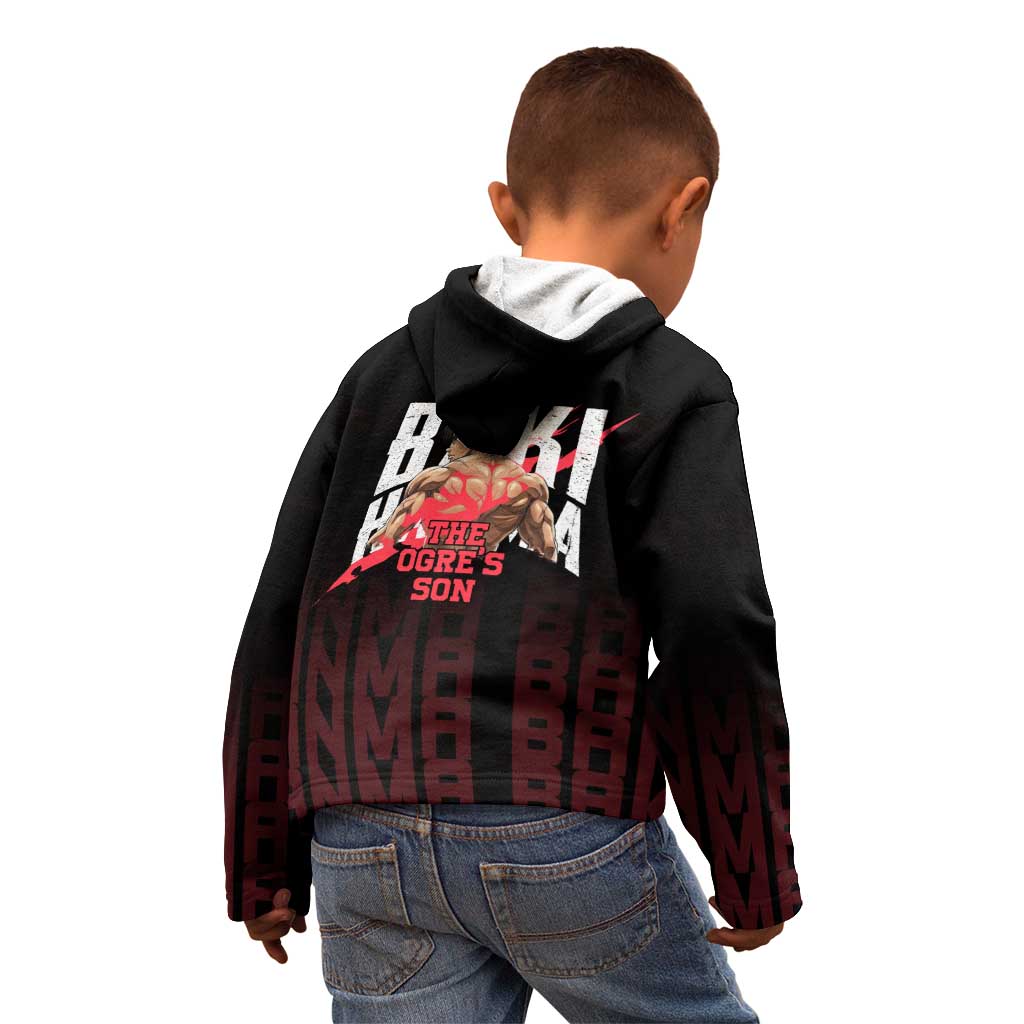 Baki Hanma The Ogre's Son Gym Theme Kid Hoodie with Intense Anime Artwork and Muscular Back Design - The Mazicc