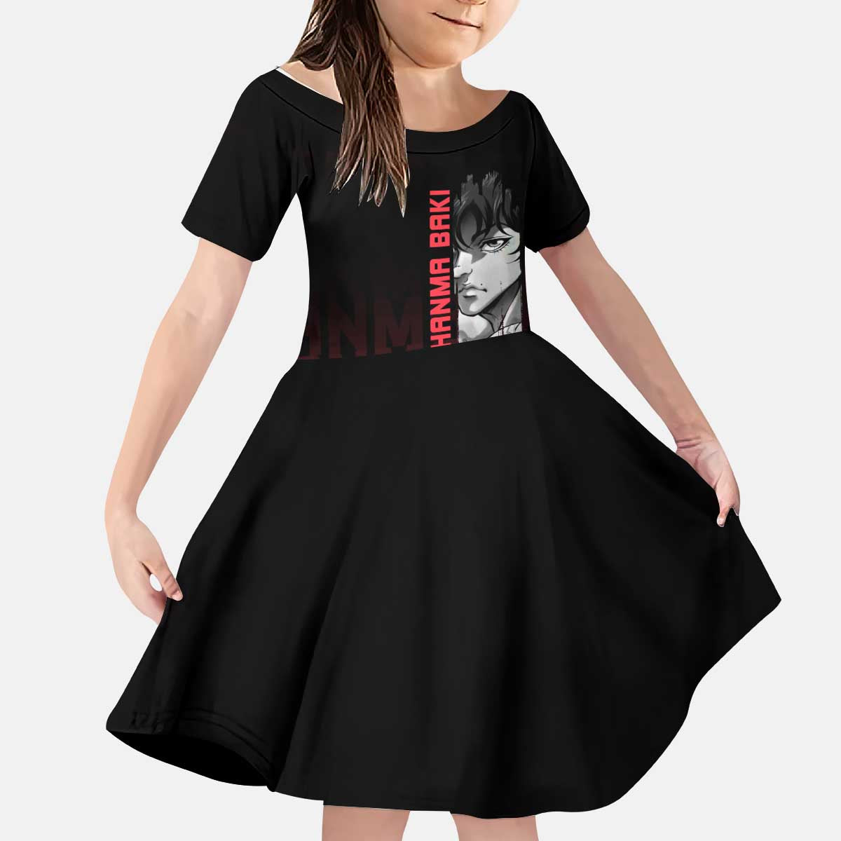 Baki Hanma The Ogre's Son Gym Theme Kid Short Sleeve Dress with Intense Anime Artwork and Muscular Back Design - The Mazicc