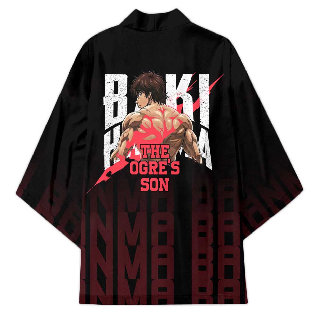 Baki Hanma The Ogre's Son Gym Theme Kimono with Intense Anime Artwork and Muscular Back Design - The Mazicc