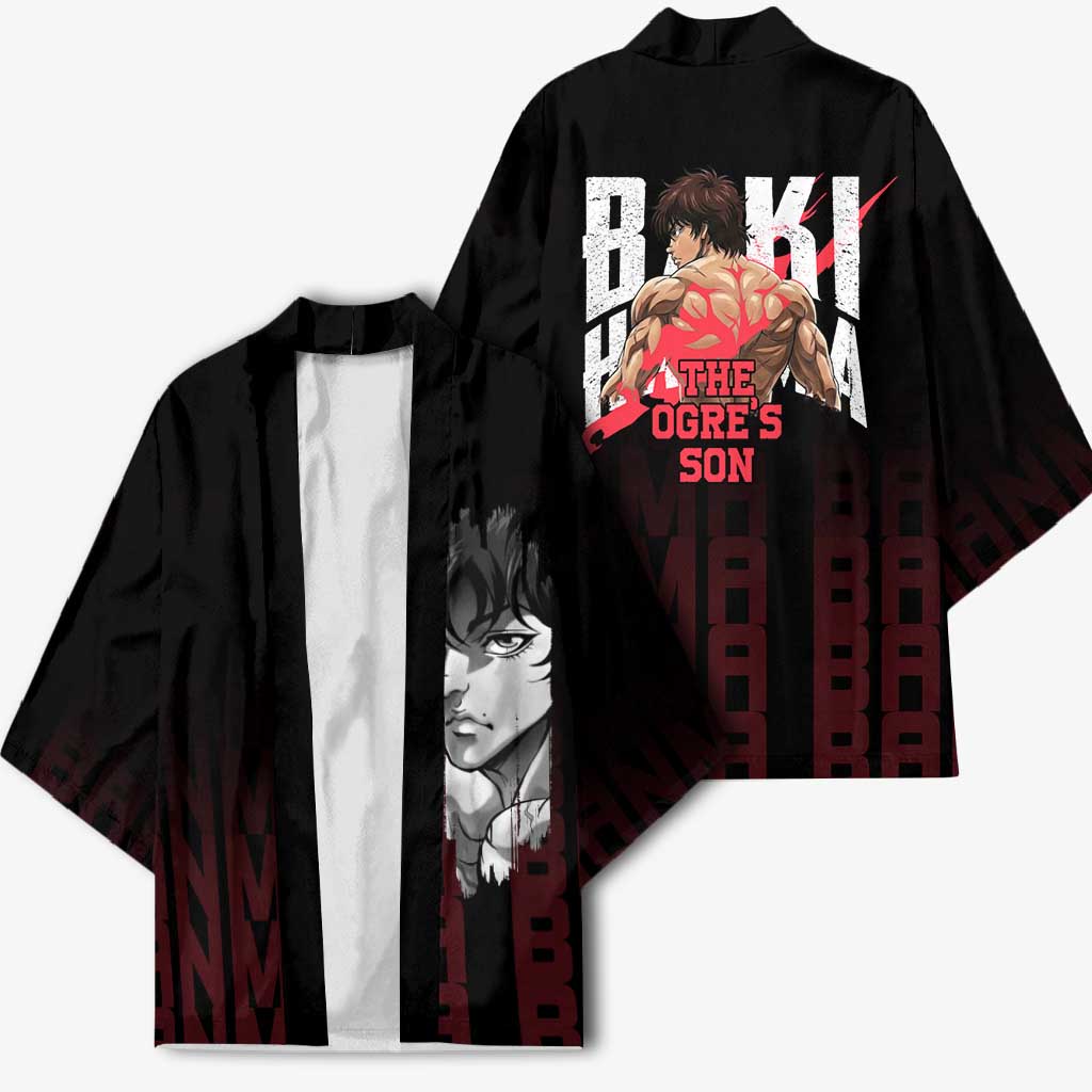 Baki Hanma The Ogre's Son Gym Theme Kimono with Intense Anime Artwork and Muscular Back Design - The Mazicc