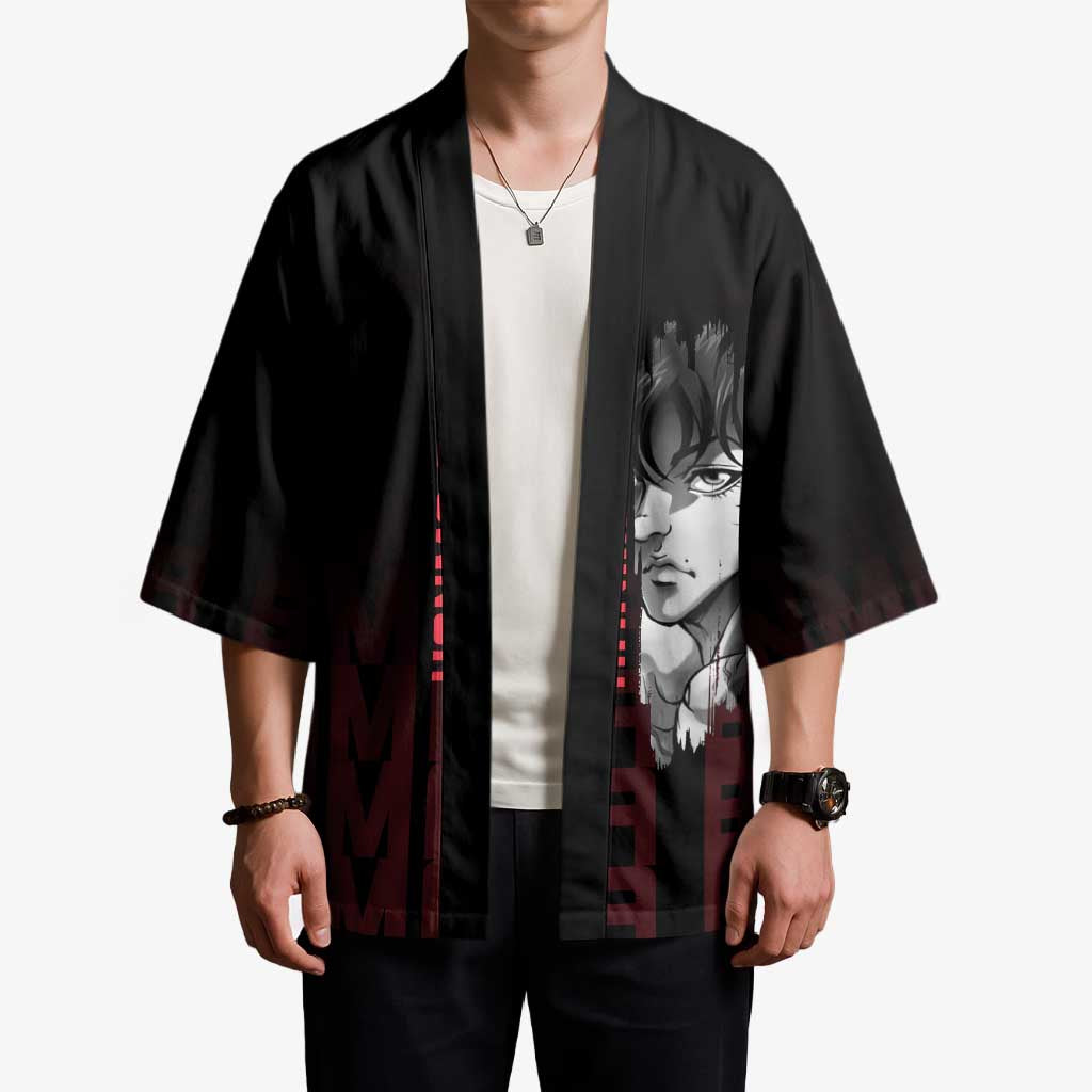 Baki Hanma The Ogre's Son Gym Theme Kimono with Intense Anime Artwork and Muscular Back Design - The Mazicc