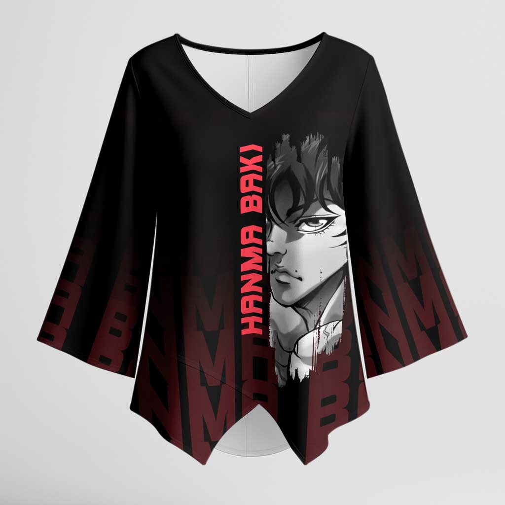 Baki Hanma The Ogre's Son Gym Theme Kimono Sleeve Blouse with Intense Anime Artwork and Muscular Back Design - The Mazicc