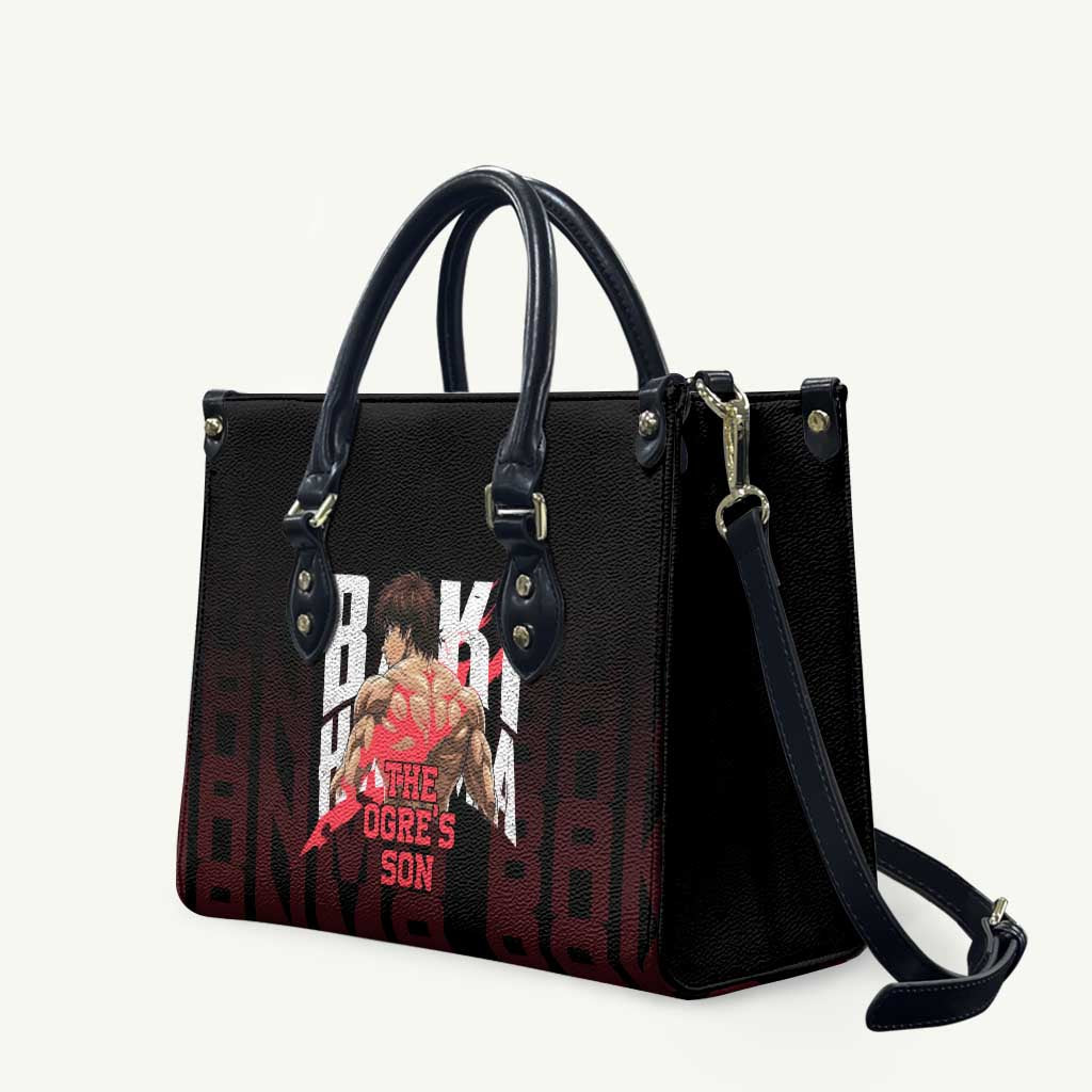 Baki Hanma The Ogre's Son Gym Theme Leather Bag with Intense Anime Artwork and Muscular Back Design - The Mazicc