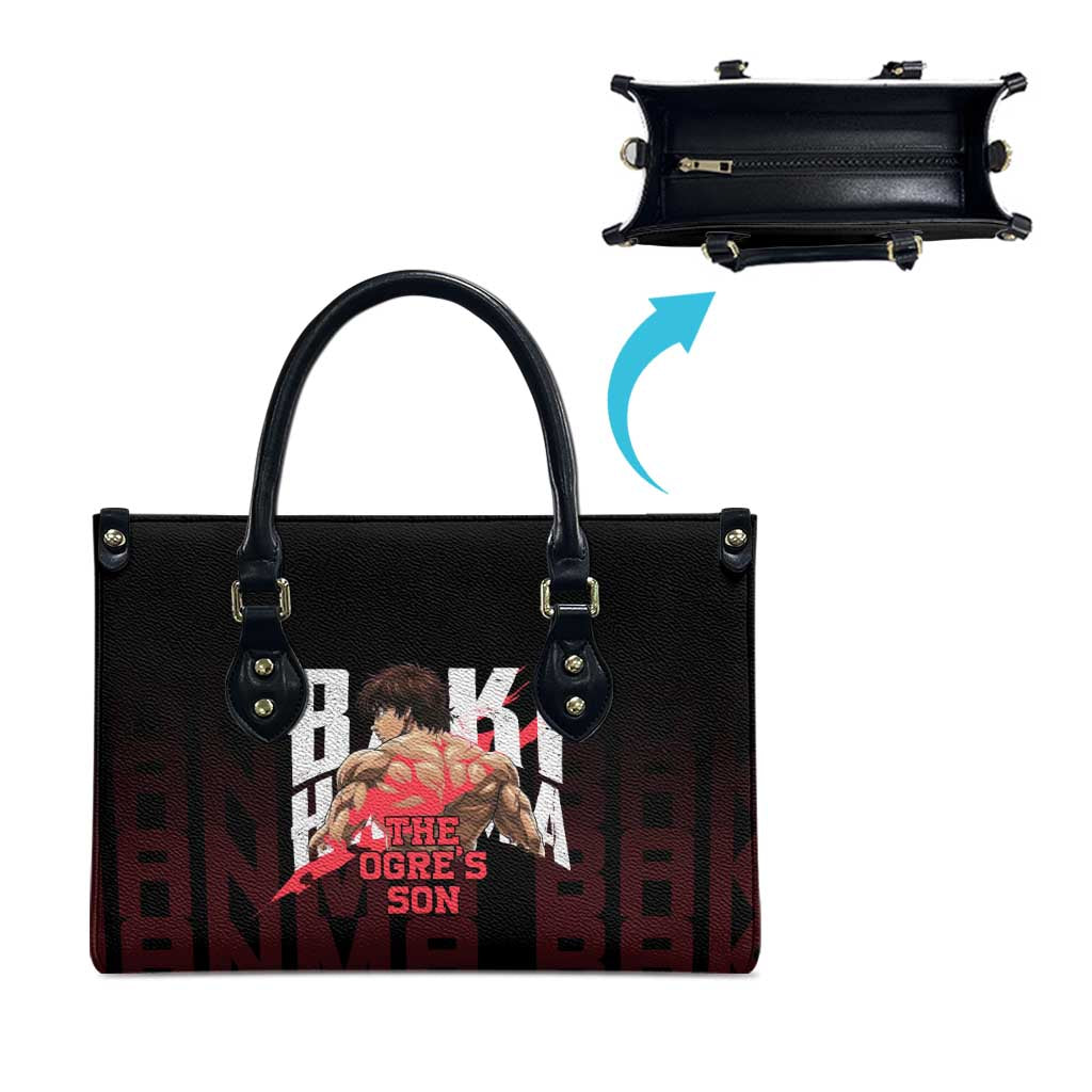 Baki Hanma The Ogre's Son Gym Theme Leather Bag with Intense Anime Artwork and Muscular Back Design - The Mazicc