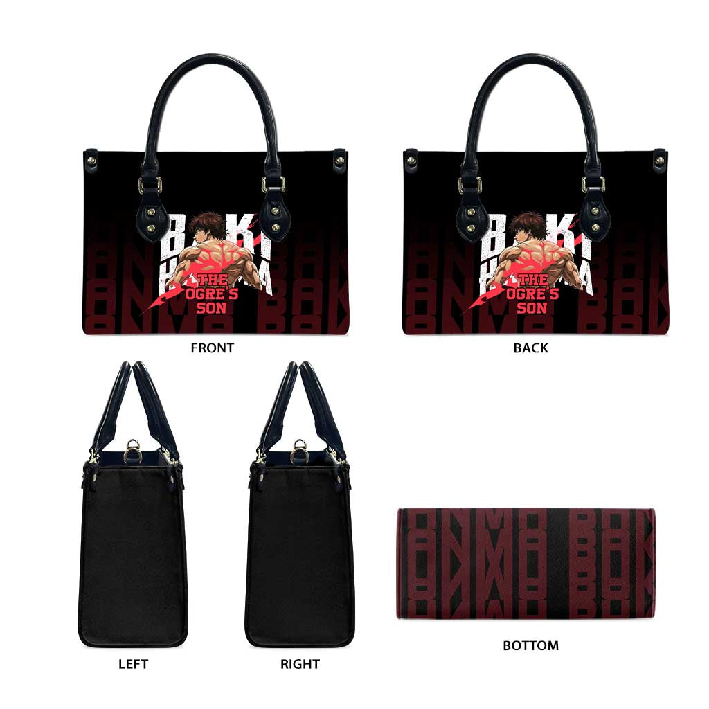 Baki Hanma The Ogre's Son Gym Theme Leather Bag with Intense Anime Artwork and Muscular Back Design - The Mazicc