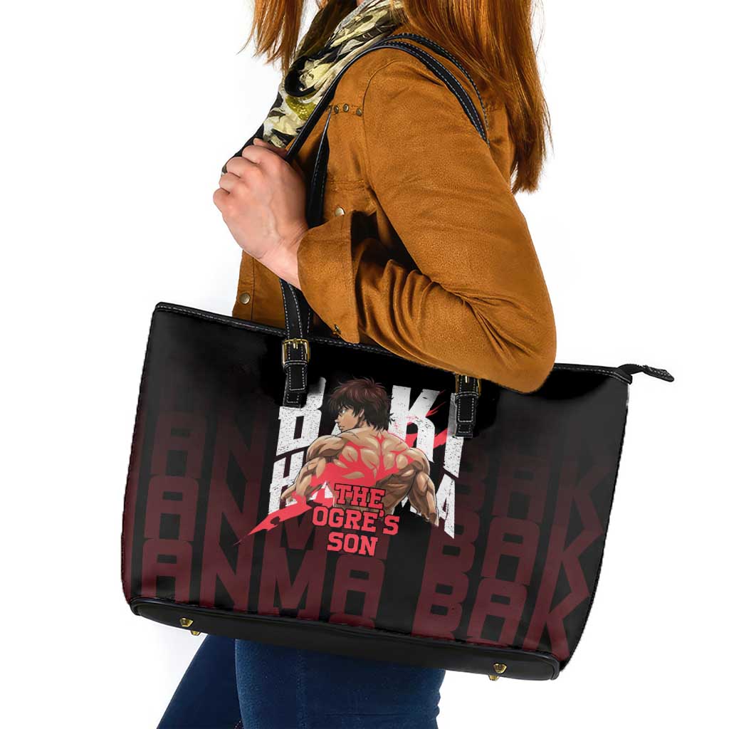 Baki Hanma The Ogre's Son Gym Theme Leather Tote Bag with Intense Anime Artwork and Muscular Back Design - The Mazicc