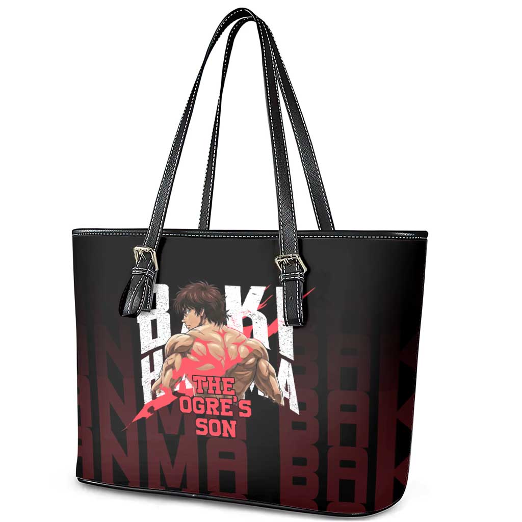 Baki Hanma The Ogre's Son Gym Theme Leather Tote Bag with Intense Anime Artwork and Muscular Back Design - The Mazicc