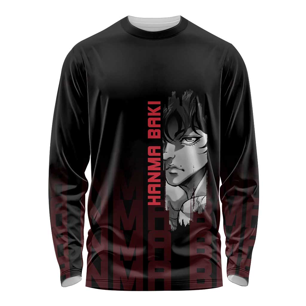 Baki Hanma The Ogre's Son Gym Theme Long Sleeve Shirt with Intense Anime Artwork and Muscular Back Design - The Mazicc