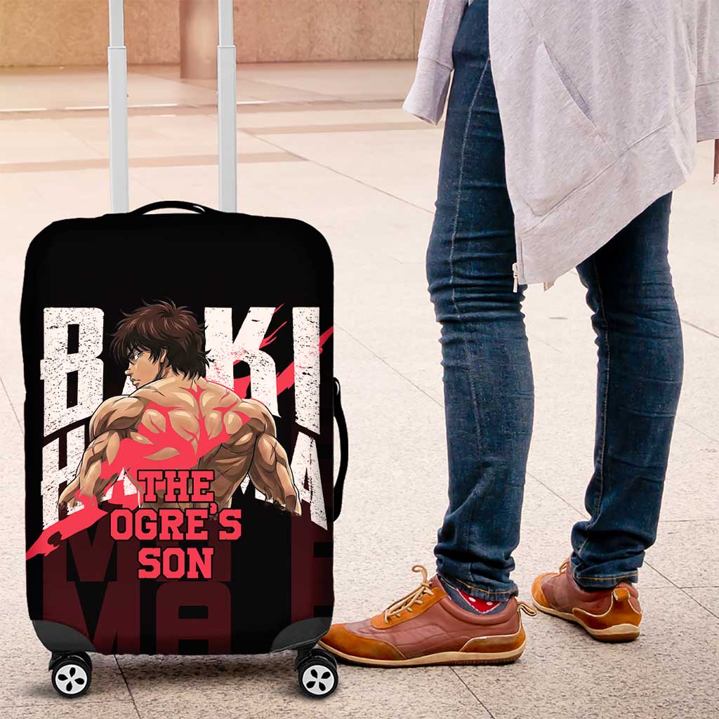 Baki Hanma The Ogre's Son Gym Theme Luggage Cover with Intense Anime Artwork and Muscular Back Design - The Mazicc