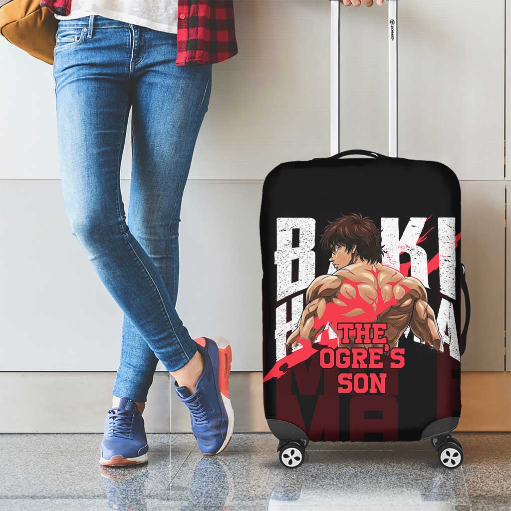 Baki Hanma The Ogre's Son Gym Theme Luggage Cover with Intense Anime Artwork and Muscular Back Design - The Mazicc