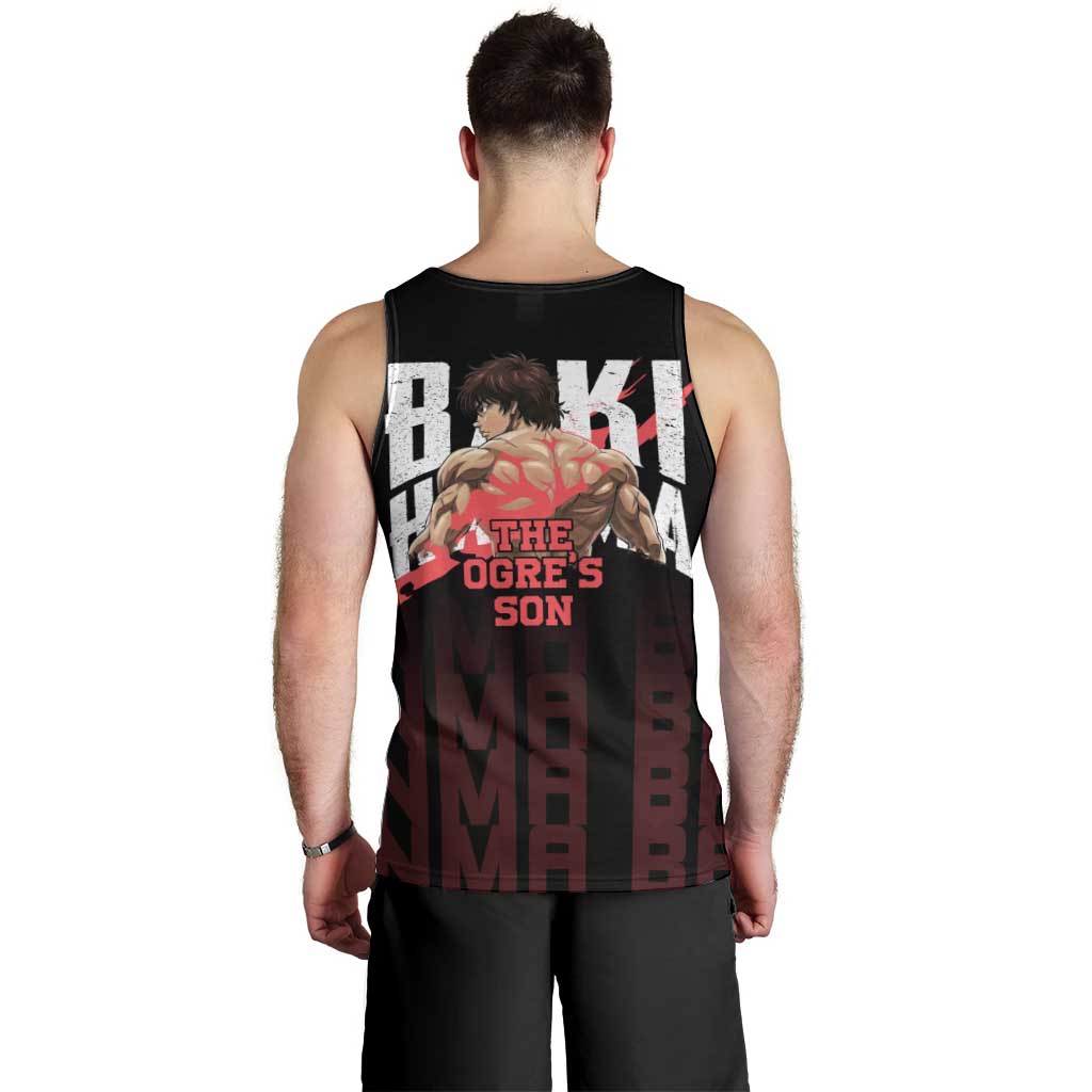 Baki Hanma The Ogre's Son Gym Theme Men Tank Top with Intense Anime Artwork and Muscular Back Design - The Mazicc