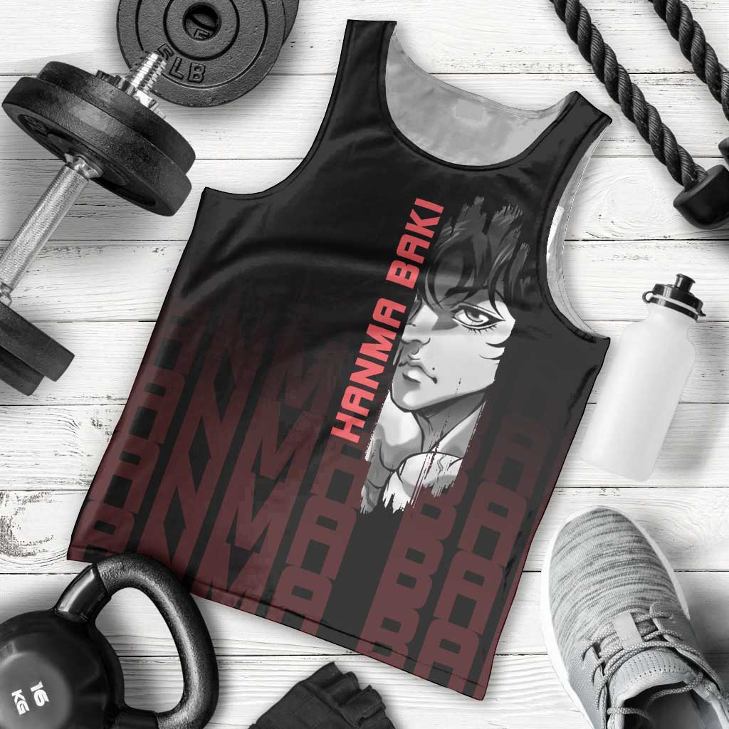 Baki Hanma The Ogre's Son Gym Theme Men Tank Top with Intense Anime Artwork and Muscular Back Design - The Mazicc