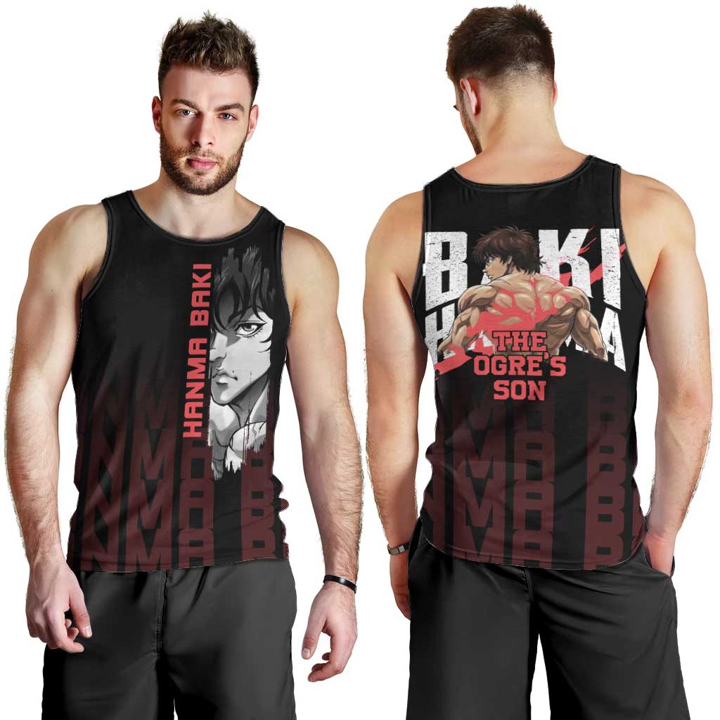 Baki Hanma The Ogre's Son Gym Theme Men Tank Top with Intense Anime Artwork and Muscular Back Design - The Mazicc