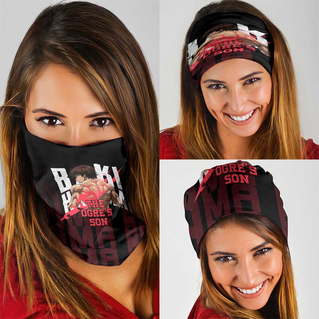 Baki Hanma The Ogre's Son Gym Theme Neck Gaiter with Intense Anime Artwork and Muscular Back Design - The Mazicc