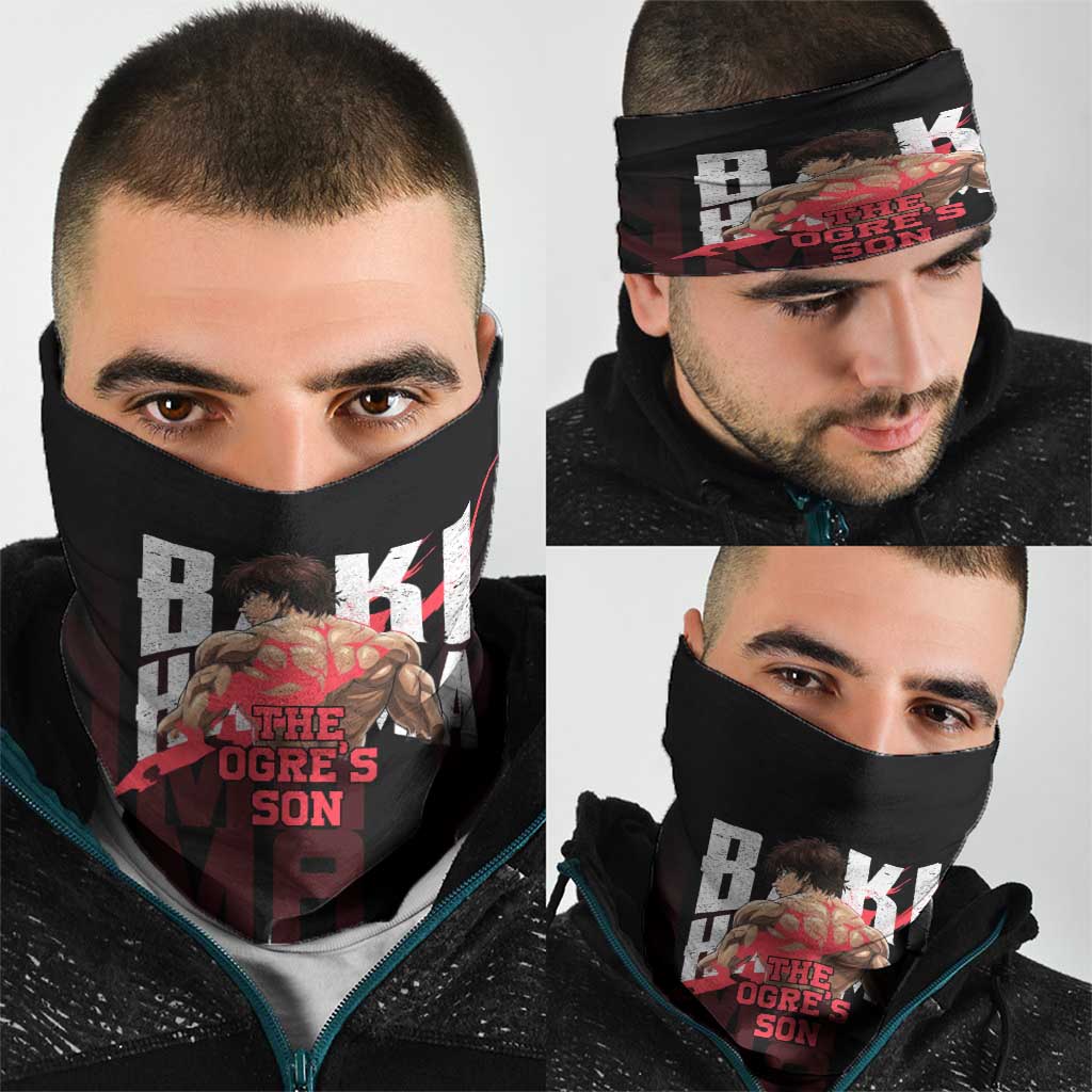 Baki Hanma The Ogre's Son Gym Theme Neck Gaiter with Intense Anime Artwork and Muscular Back Design - The Mazicc
