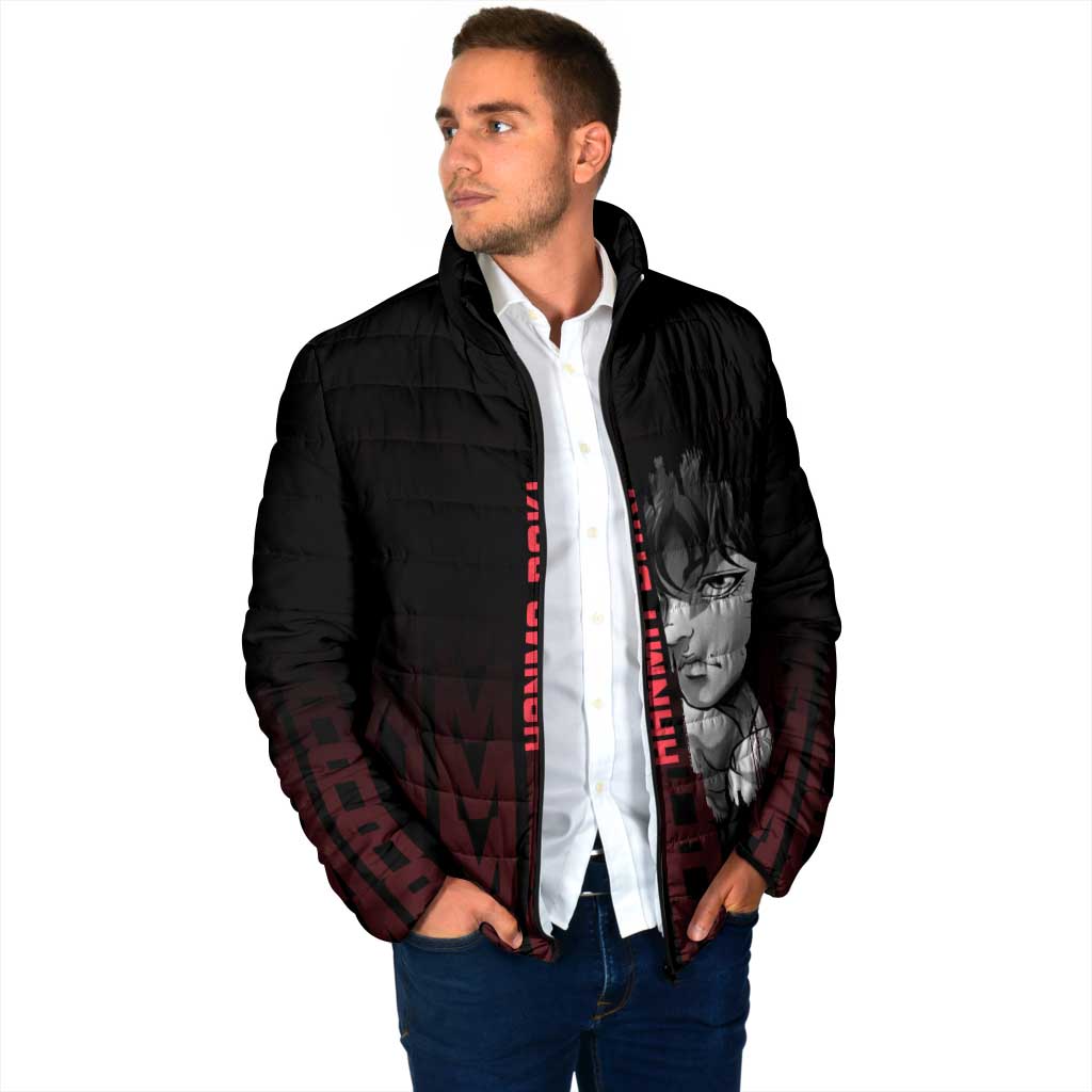 Baki Hanma The Ogre's Son Gym Theme Padded Jacket with Intense Anime Artwork and Muscular Back Design - The Mazicc