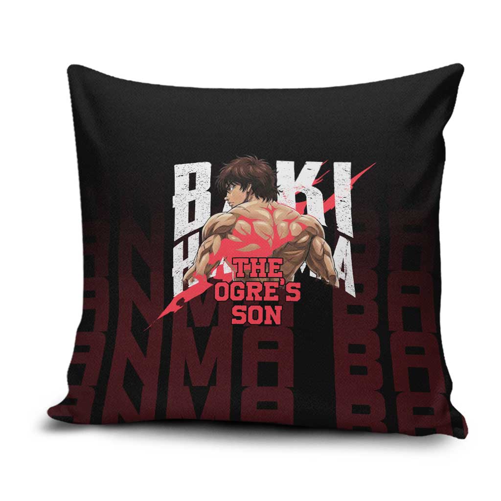 Baki Hanma The Ogre's Son Gym Theme Pillow Cover with Intense Anime Artwork and Muscular Back Design - The Mazicc