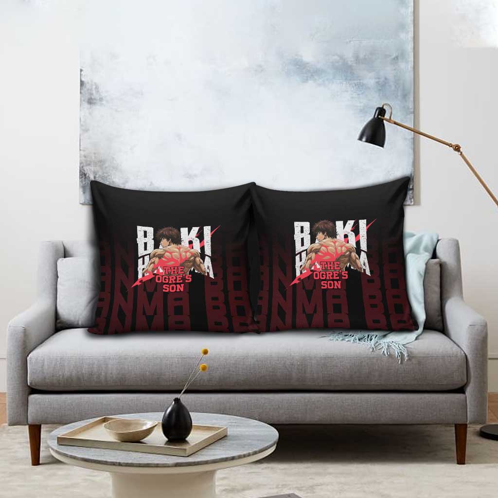 Baki Hanma The Ogre's Son Gym Theme Pillow Cover with Intense Anime Artwork and Muscular Back Design - The Mazicc