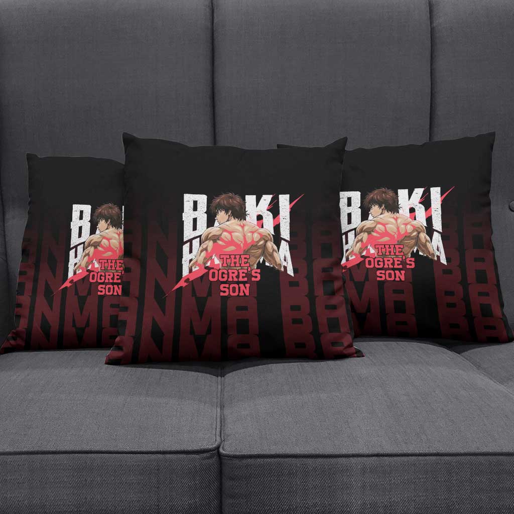 Baki Hanma The Ogre's Son Gym Theme Pillow Cover with Intense Anime Artwork and Muscular Back Design - The Mazicc