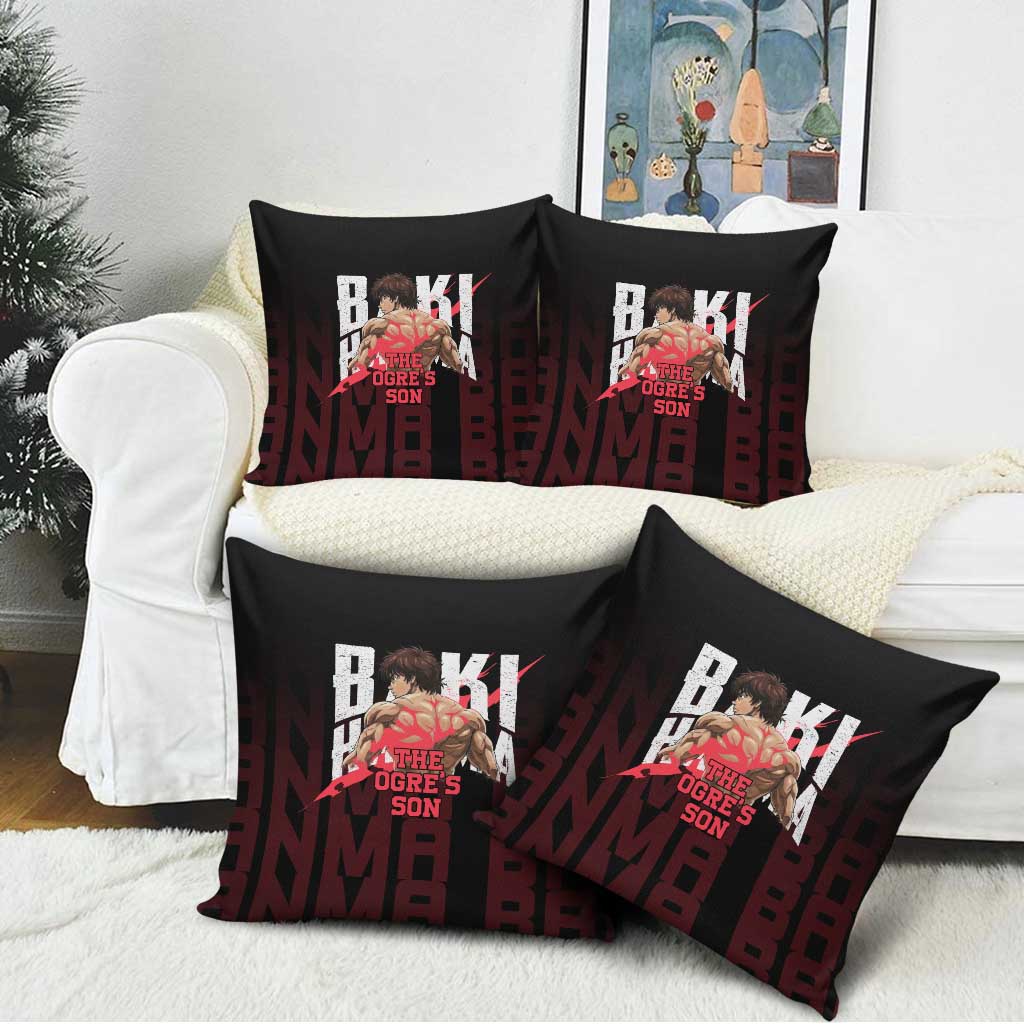 Baki Hanma The Ogre's Son Gym Theme Pillow Cover with Intense Anime Artwork and Muscular Back Design - The Mazicc