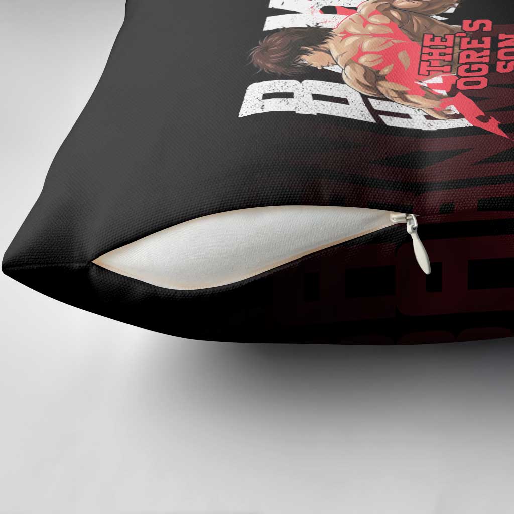 Baki Hanma The Ogre's Son Gym Theme Pillow Cover with Intense Anime Artwork and Muscular Back Design - The Mazicc