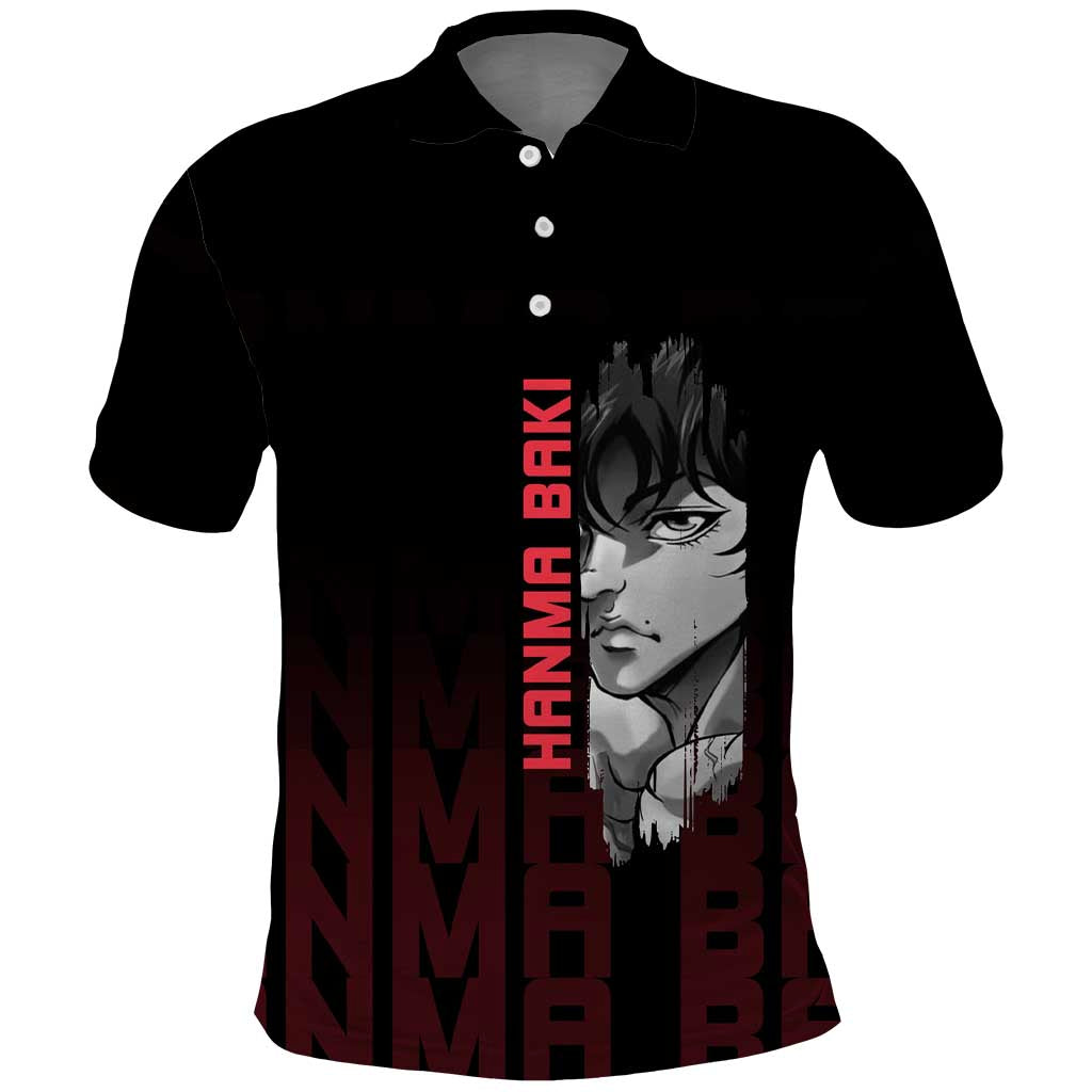 Baki Hanma The Ogre's Son Gym Theme Polo Shirt with Intense Anime Artwork and Muscular Back Design - The Mazicc