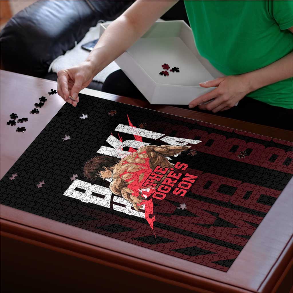 Baki Hanma The Ogre's Son Gym Theme Puzzle with Intense Anime Artwork and Muscular Back Design - The Mazicc
