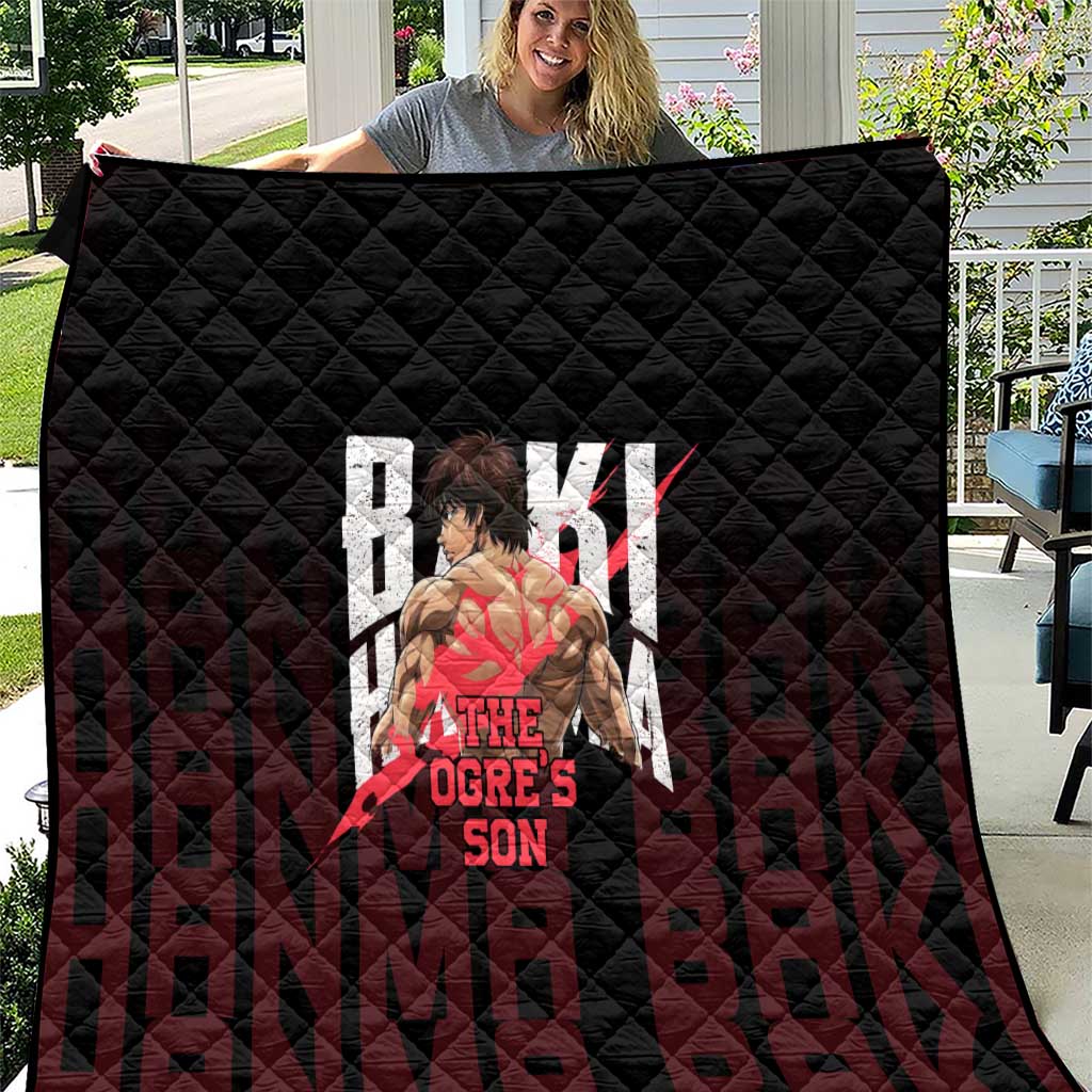 Baki Hanma The Ogre's Son Gym Theme Quilt with Intense Anime Artwork and Muscular Back Design - The Mazicc