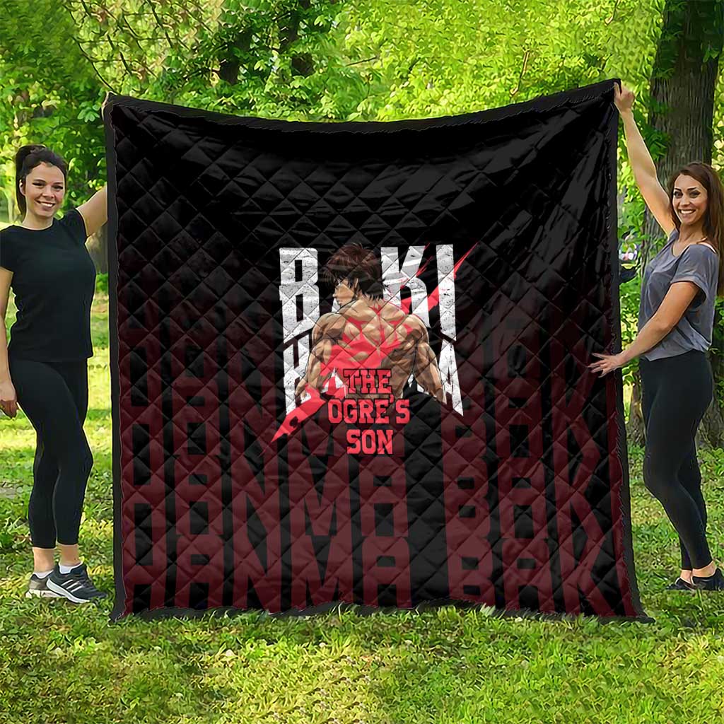 Baki Hanma The Ogre's Son Gym Theme Quilt with Intense Anime Artwork and Muscular Back Design - The Mazicc