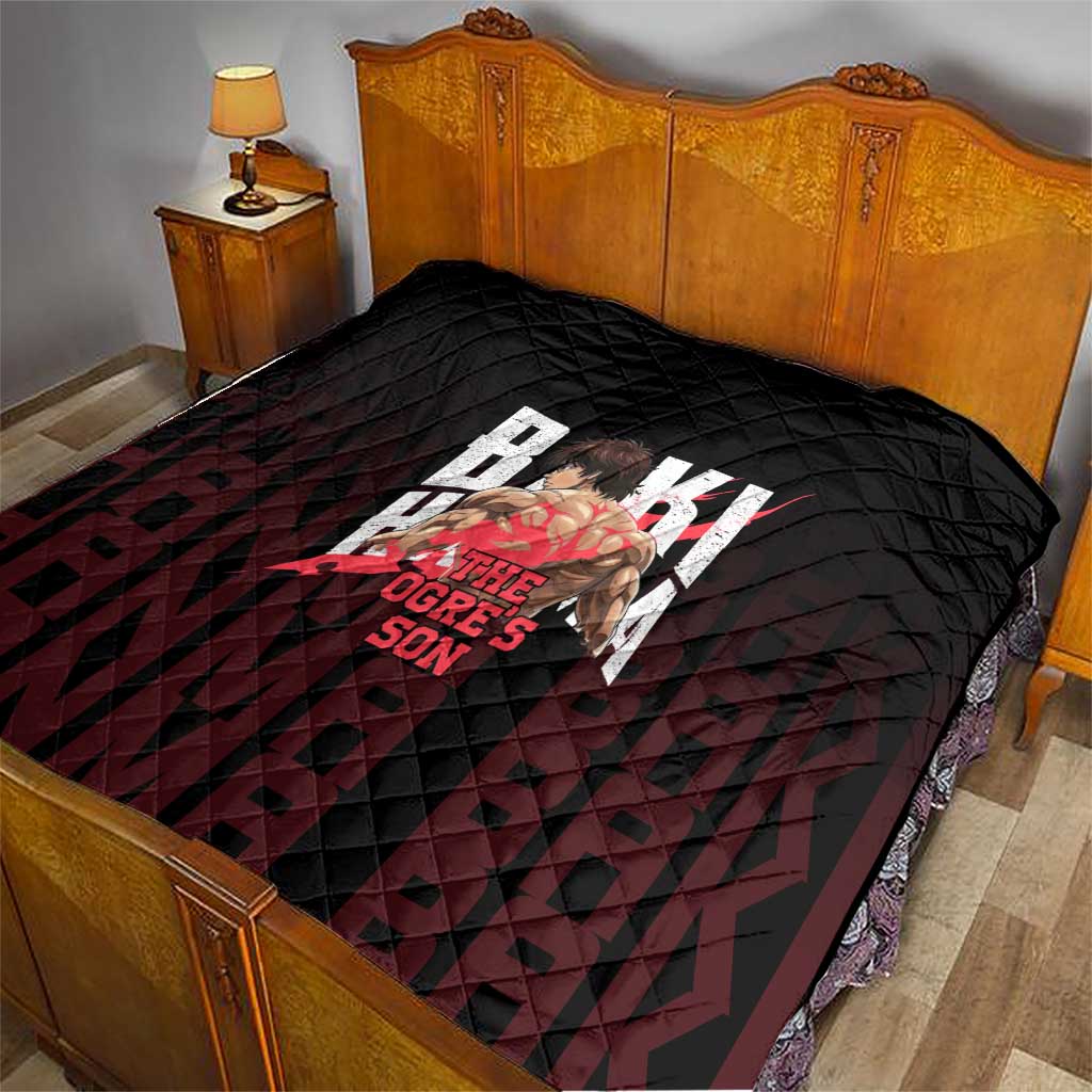 Baki Hanma The Ogre's Son Gym Theme Quilt with Intense Anime Artwork and Muscular Back Design - The Mazicc