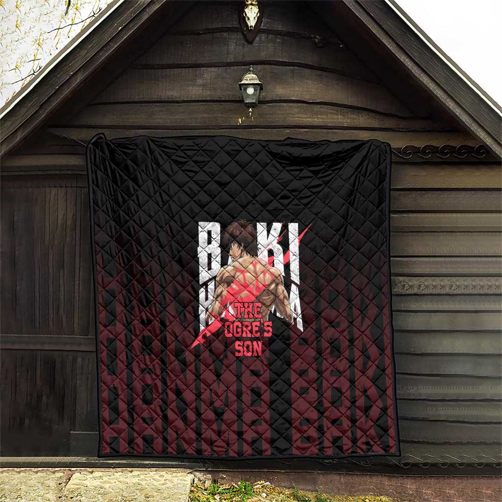 Baki Hanma The Ogre's Son Gym Theme Quilt with Intense Anime Artwork and Muscular Back Design - The Mazicc