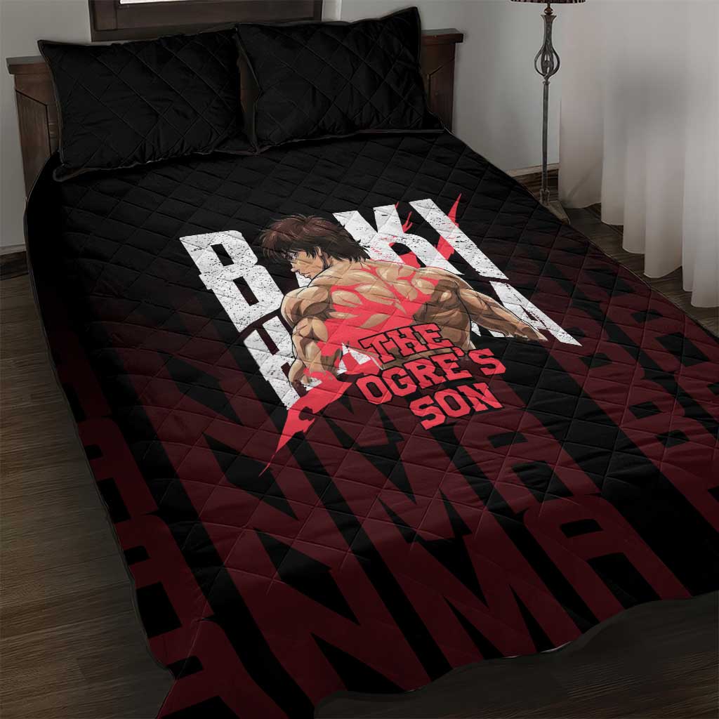 Baki Hanma The Ogre's Son Gym Theme Quilt Bed Set with Intense Anime Artwork and Muscular Back Design - The Mazicc