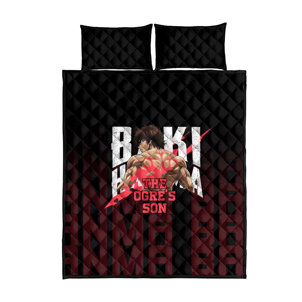 Baki Hanma The Ogre's Son Gym Theme Quilt Bed Set with Intense Anime Artwork and Muscular Back Design - The Mazicc