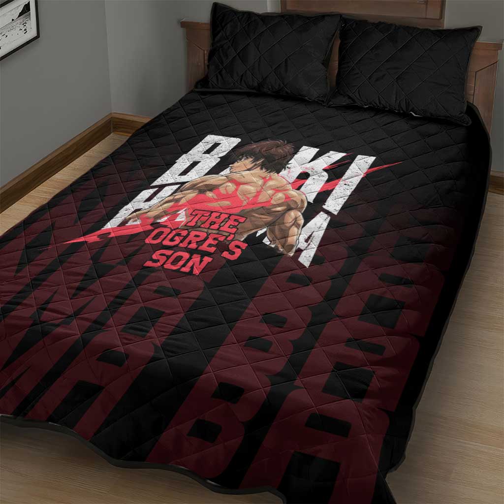 Baki Hanma The Ogre's Son Gym Theme Quilt Bed Set with Intense Anime Artwork and Muscular Back Design - The Mazicc