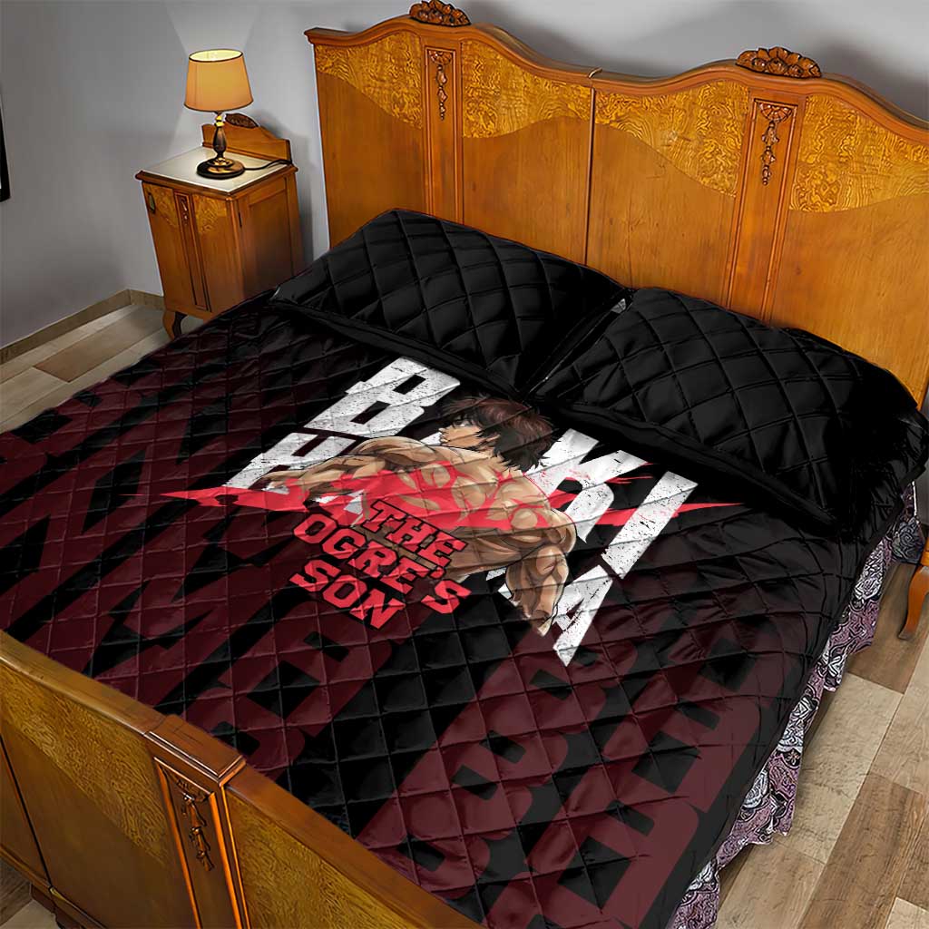 Baki Hanma The Ogre's Son Gym Theme Quilt Bed Set with Intense Anime Artwork and Muscular Back Design - The Mazicc
