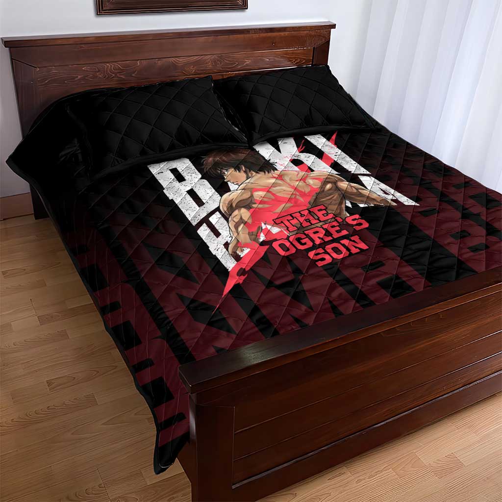 Baki Hanma The Ogre's Son Gym Theme Quilt Bed Set with Intense Anime Artwork and Muscular Back Design - The Mazicc