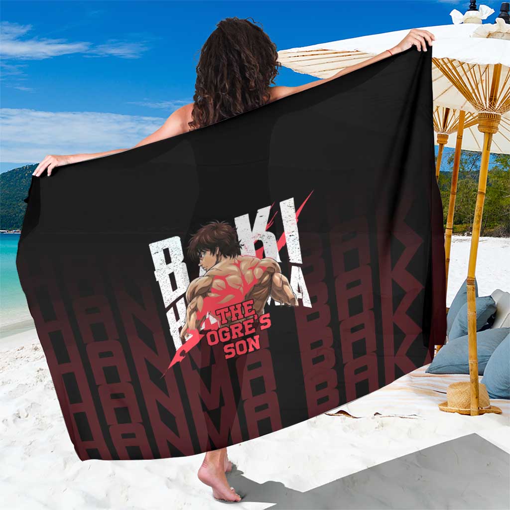 Baki Hanma The Ogre's Son Gym Theme Sarong with Intense Anime Artwork and Muscular Back Design - The Mazicc
