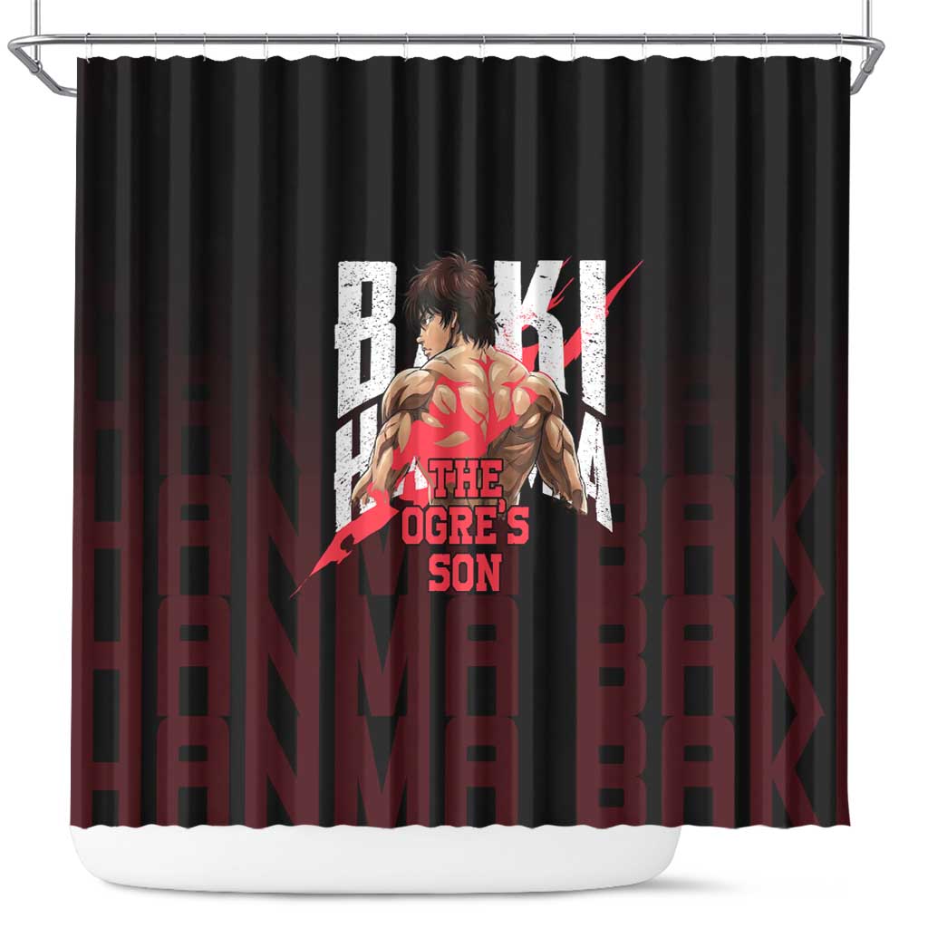 Baki Hanma The Ogre's Son Gym Theme Shower Curtain with Intense Anime Artwork and Muscular Back Design - The Mazicc