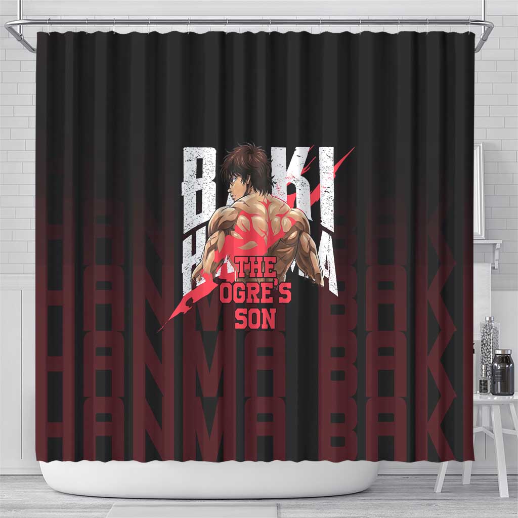 Baki Hanma The Ogre's Son Gym Theme Shower Curtain with Intense Anime Artwork and Muscular Back Design - The Mazicc