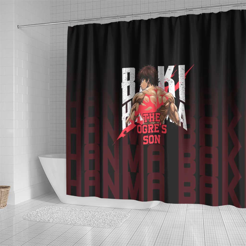 Baki Hanma The Ogre's Son Gym Theme Shower Curtain with Intense Anime Artwork and Muscular Back Design - The Mazicc