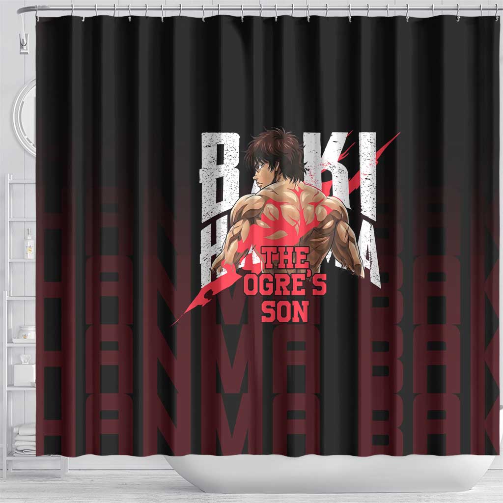 Baki Hanma The Ogre's Son Gym Theme Shower Curtain with Intense Anime Artwork and Muscular Back Design - The Mazicc